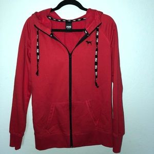 Red zip up hoodie by pink
